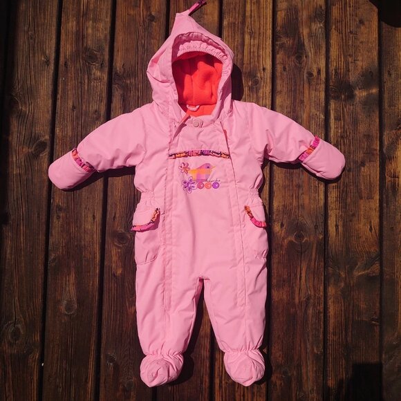 Deux Par Deux Girl Pink Winter Snowsuit 12M Baby Coat Toddler One Piece Cute - Picture 1 of 4